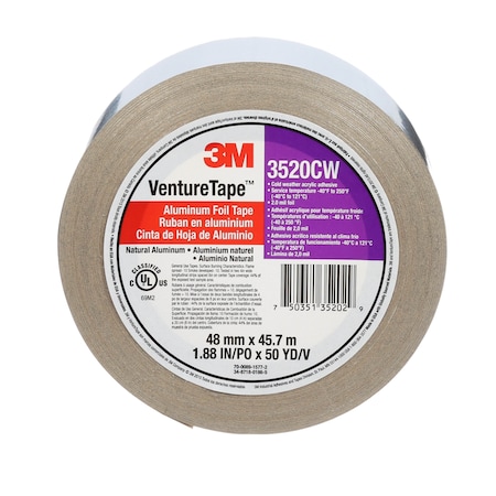 3M VentureTape, HVAC Aluminum Foil Insulation Tape, 2 IN x 50 Yards 7100043755